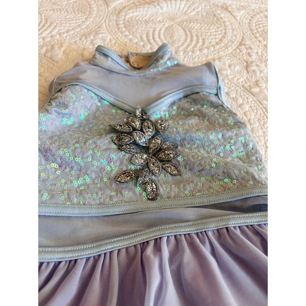 Weissman Little Girls Dance Recital Tutu Dress Blue Purple Ruffle Sequin Size SC